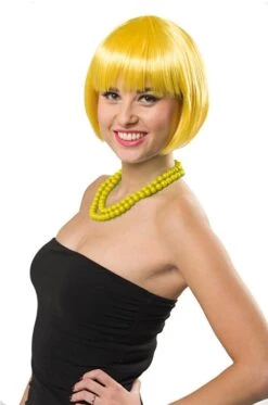Pruik Bobline Neon Geel
