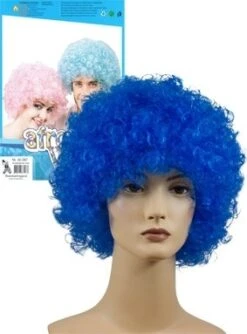 Afro Pruik Blauw
