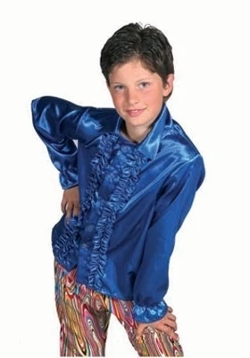 Satijnen Roezel Blouse Blauw 3 Satijnen Roezel Blouse Blauw