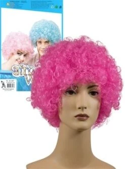 Afro Pruik Roze