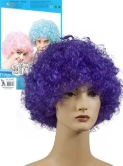 Afro Pruik Paars