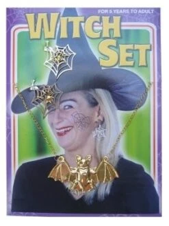 Halscollier Vleermuis + Oorbellen Spinneweb