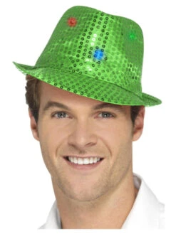 Tribly Hoed Groen Paillet | LED Verlichting | Light Up