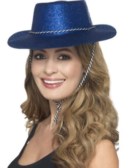 Cowboy Glitter Hoed Blauw
