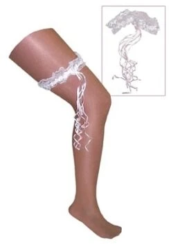 Kousenband Wit Met Lange Strik