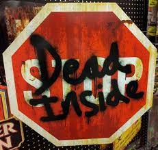 Deurbord Stop Dead Inside 24x24cm