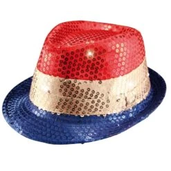 Rood, Wit En Blauw Hoedje Met Led