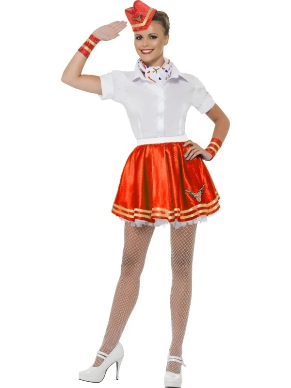 Stewardess Set Rood/wit 3 Stewardess Set Rood/wit