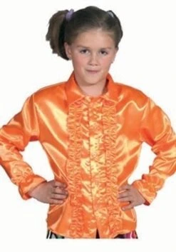 Satijnen Roezel Blouse Oranje
