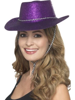 Cowboy Glitter Hoed Paars
