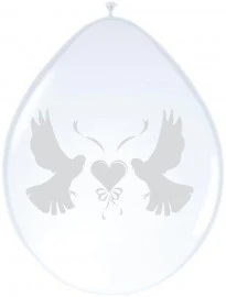 Witte Metallic Kwaliteitsballon Met Duifjes