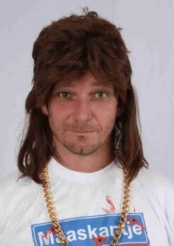 Pruik Lang Bruin "New Kids"